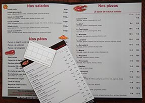 Menus restaurants